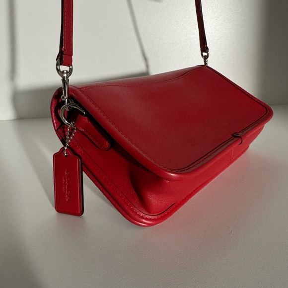 COACH Red Penny Smooth Glove Calf Leather Shoulder Crossbody Bag - Picture 4 of 14